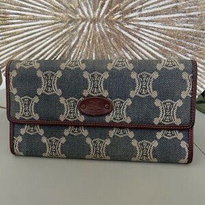Celine Triomphe Denim Continental Wallet